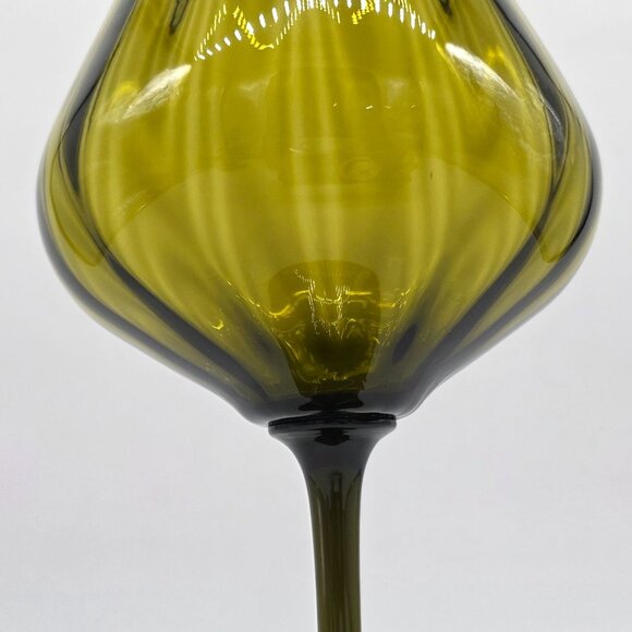 VTG Empoli Green Large Fluted Optic Glass Goblet Vase Brandy Snifter 13.5" Tall - Picture 4 of 9